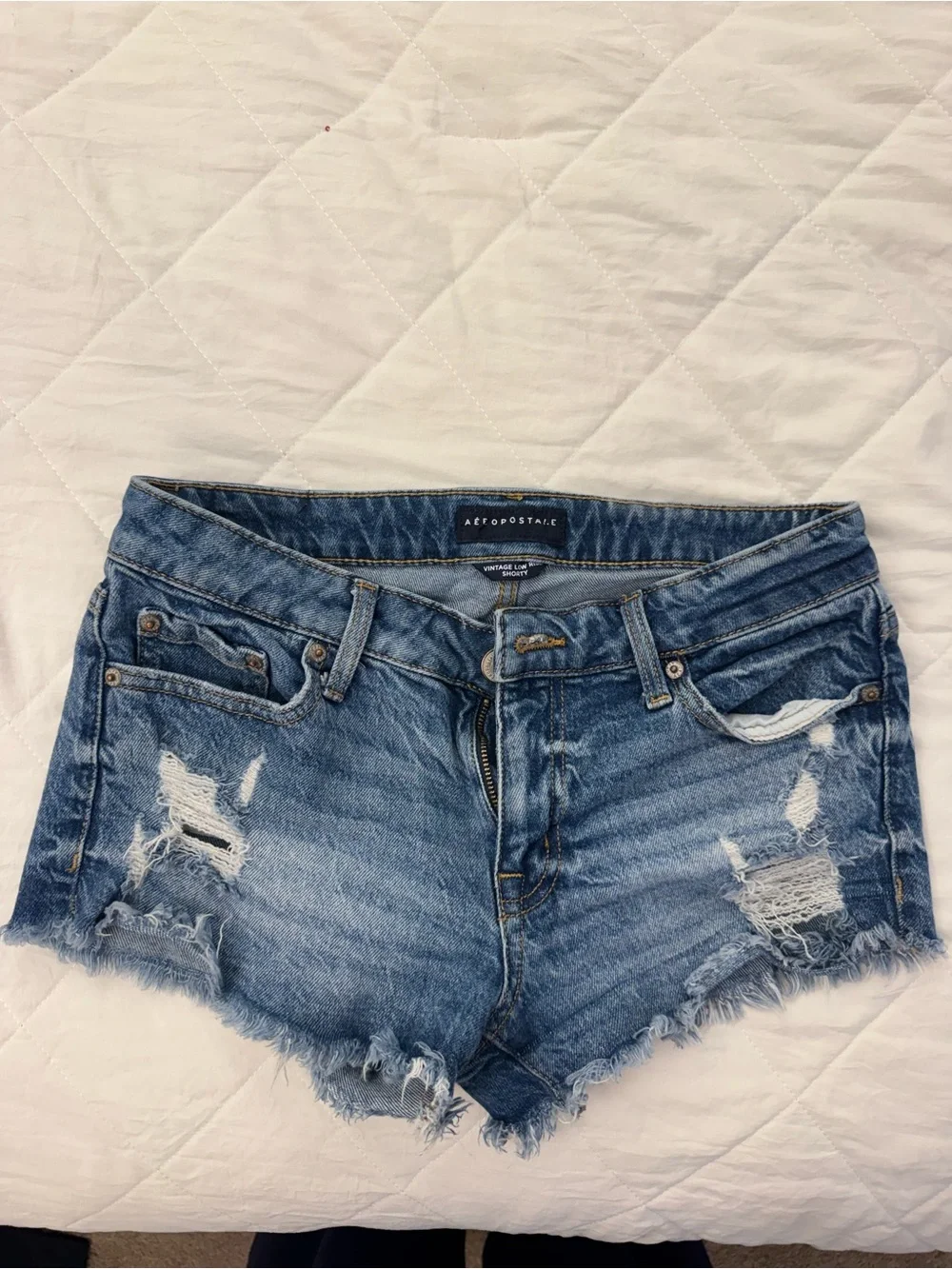 Aeropostale Distressed Blue Denim Cutoff Shorts